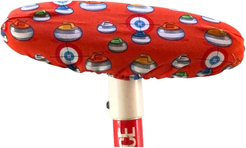 Curling Broom Cover Orange with curling stones Unique gift!